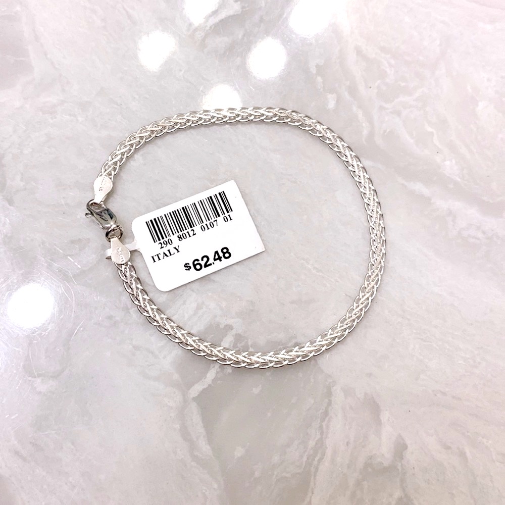 Sterling Silver Stamped 925 Wheat Chain Bracelet 36$